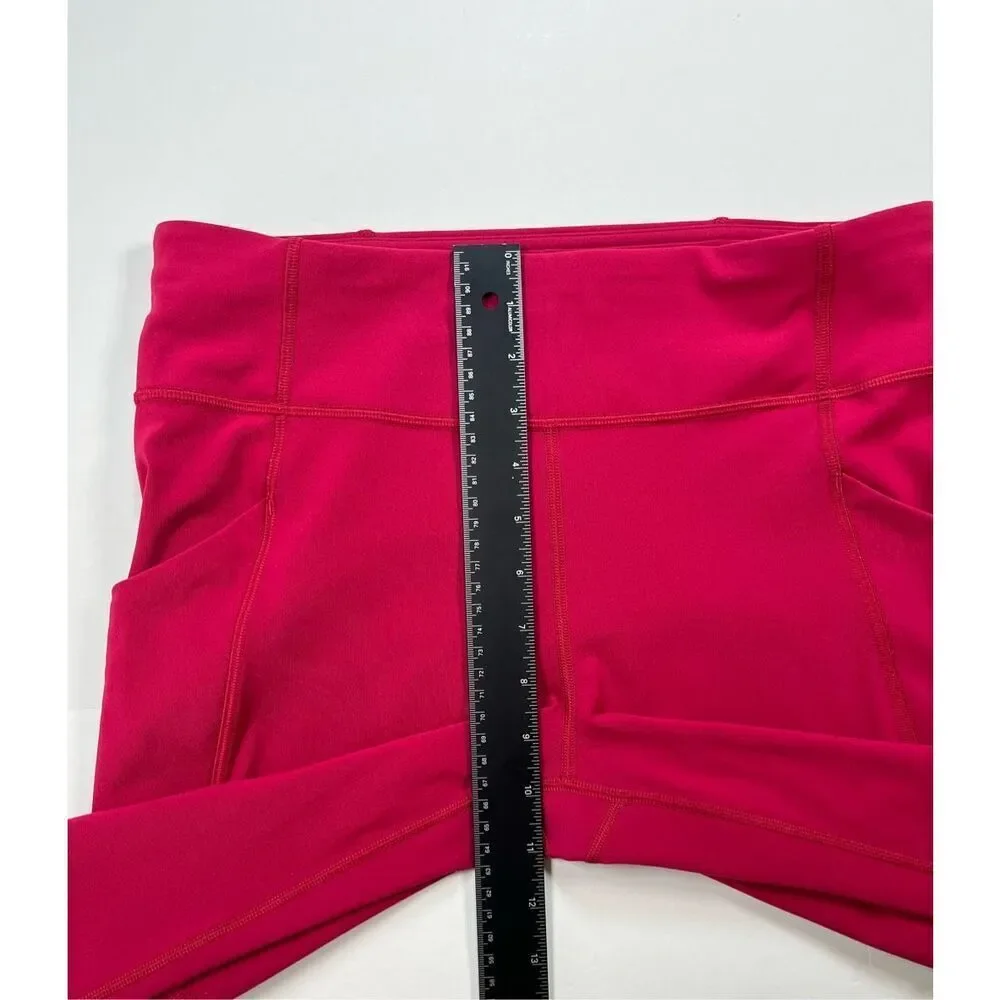 Lululemon Time To Sweat Crop 23" Ruby Red Luxtreme Side POCKETS W6AMDS Size 10 - Picture 12 of 13